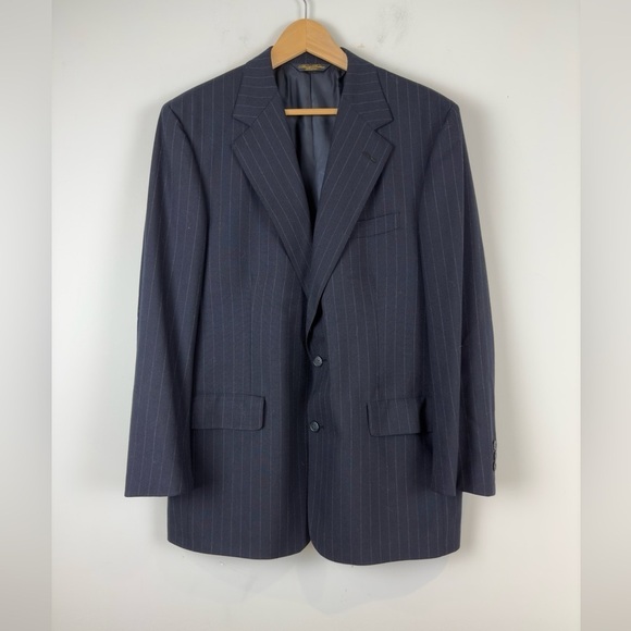 Brooks Brothers Other - Brooks Brothers Navy Blue Striped Wool Blazer Size 41R